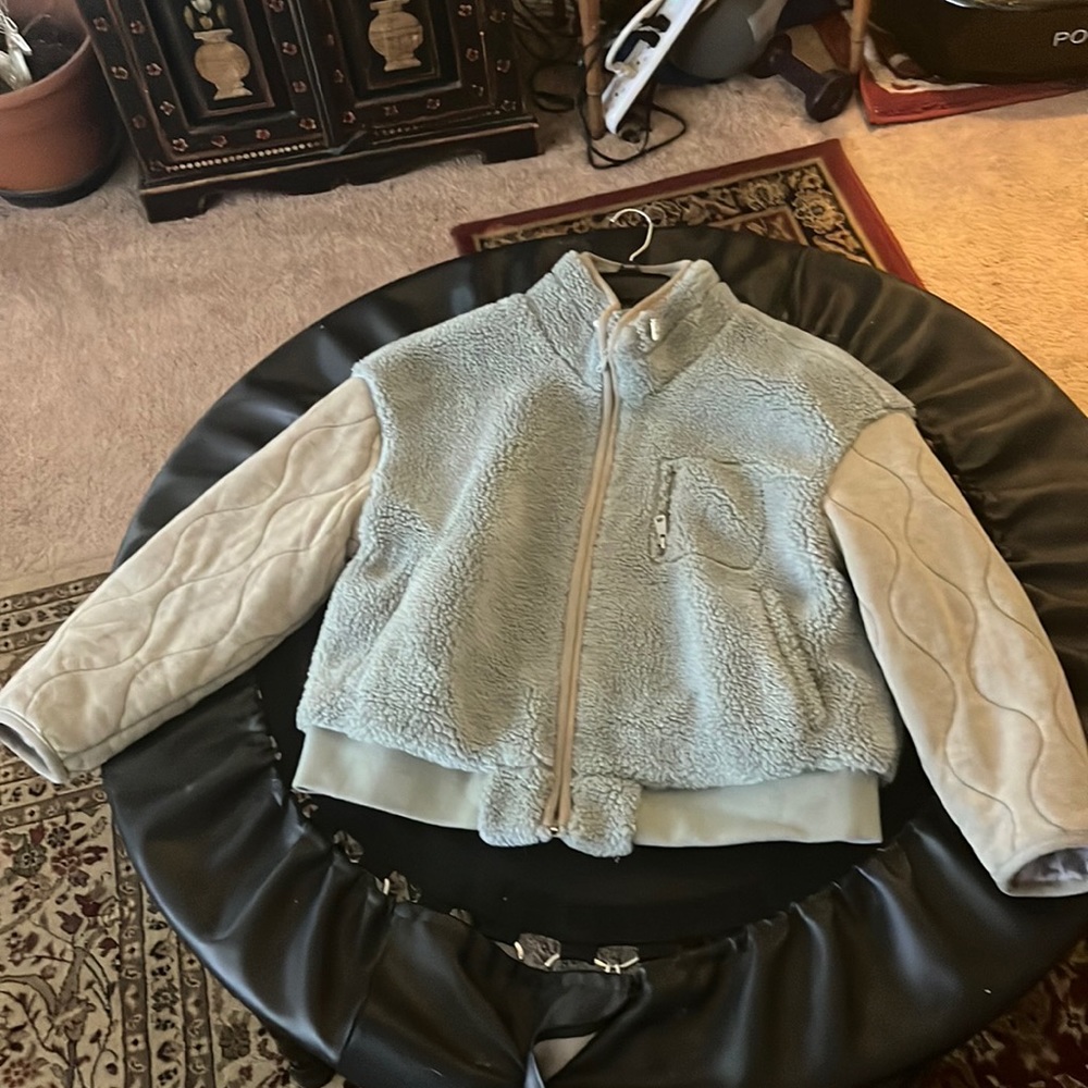 Avec les filles size large Anthropologie teddy jacket in sage